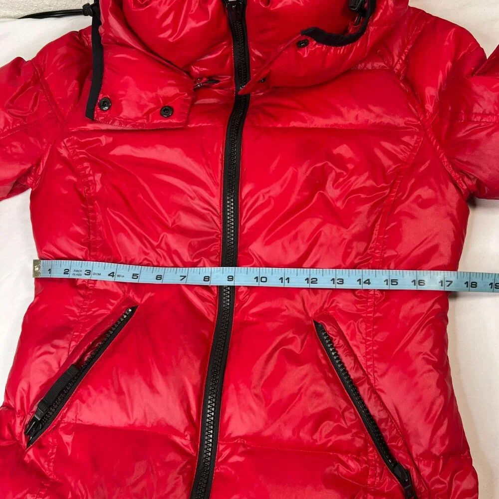S13 NYC Quilted Down Puffer Coat Removable Hood Red Winter Ski Jacket Medium